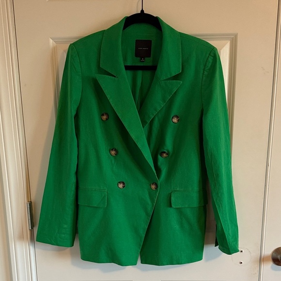 Alex Marie Romi Stretch Linen Blend Long Sleeve Coordinating Button Front Blazer - Picture 2 of 12